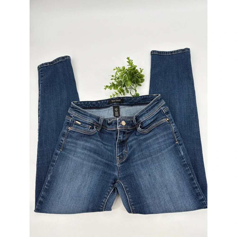 White House Black Market Slim Ankle Mid-Rise Stretch Jeans Blue 4
